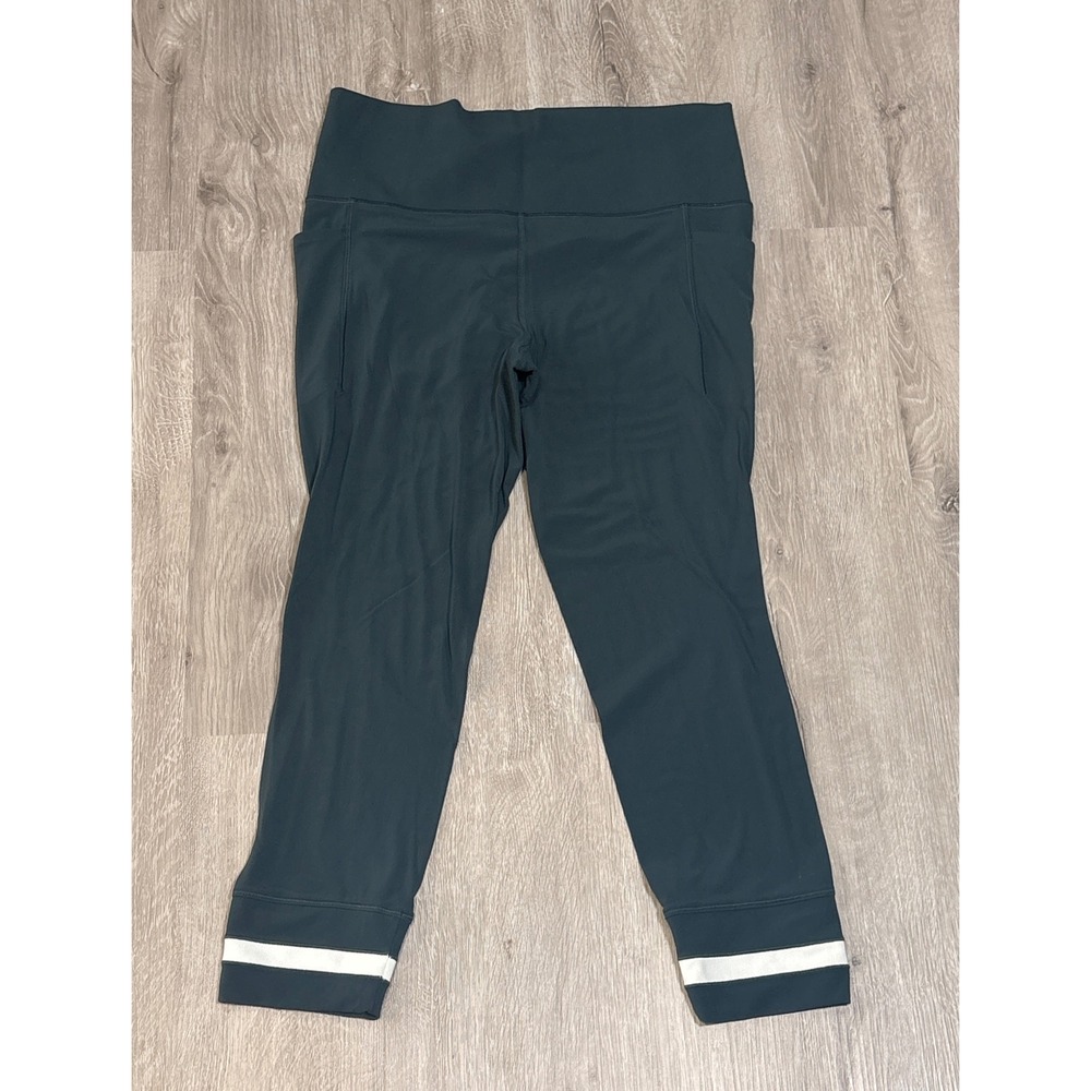 Athleta Salutation Stash Colorblock 7/8 Tight Leggings Forest Green White Large